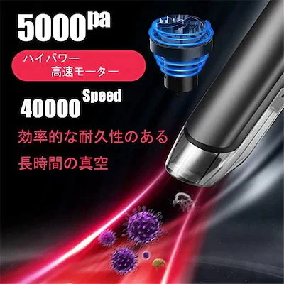 Censinda ハンドヘルド掃除機 コードレス 9000Pa 強力吸引力 90°折りたたみ式ミニポータブル掃除機 充電式 軽量 ハンド掃除機 LEDライト付き 車/家庭/ペットの 日本正規品 ハンディクリーナー 9000PA吸引力・PSE認証済 車載掃除機