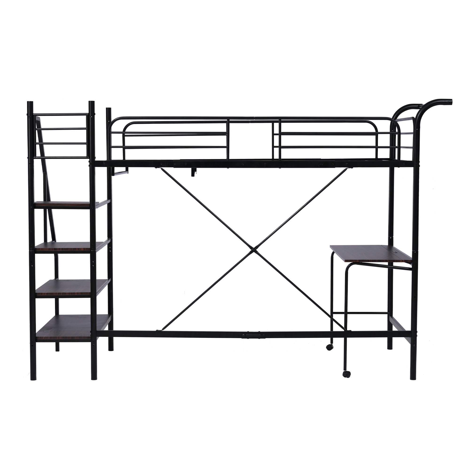 国内発送！A28システムベット ロフトベッド シングル デスク付き　コンセント付き 収納付き ハンガーポール付き 耐荷重150kg 北欧風 スチール 耐震A24【元SKU：SA308461AA