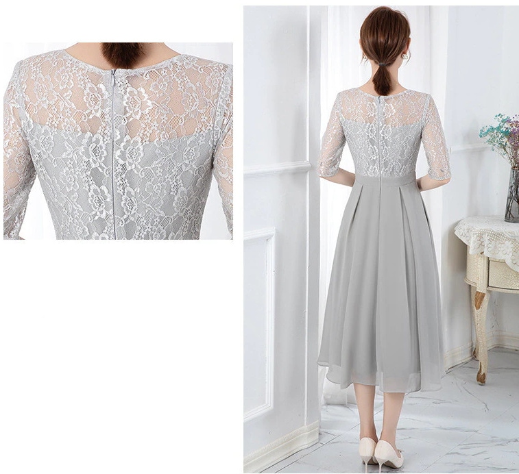 パーティードレス 結婚式 ワンピース ドレス 二次会 フォーマル 披露宴 膝丈 ひざ下 七分袖 20代30代40代50代