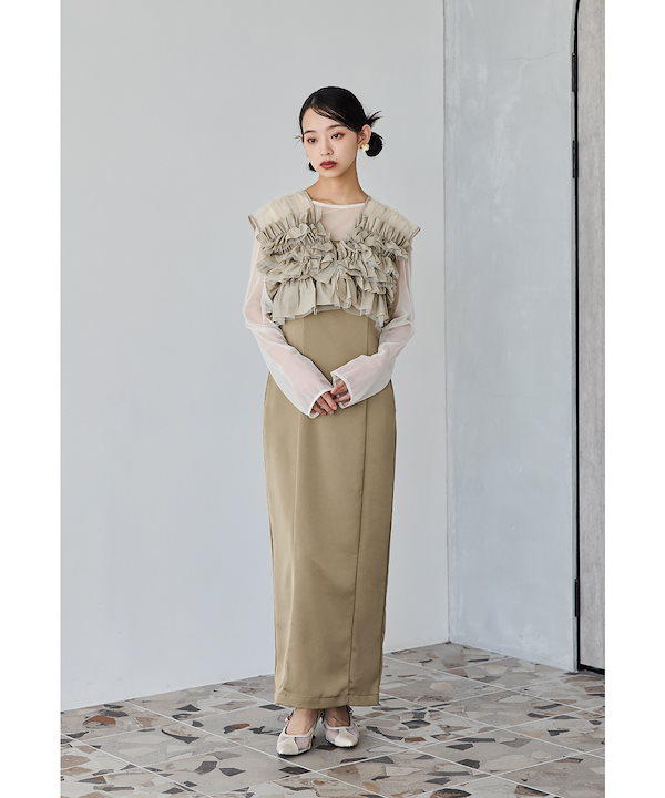 Qoo10] niana タフタチュールベストセットドレス 3点セ