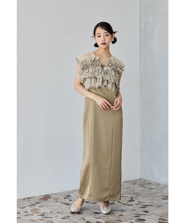 Qoo10] niana タフタチュールベストセットドレス 3点セ