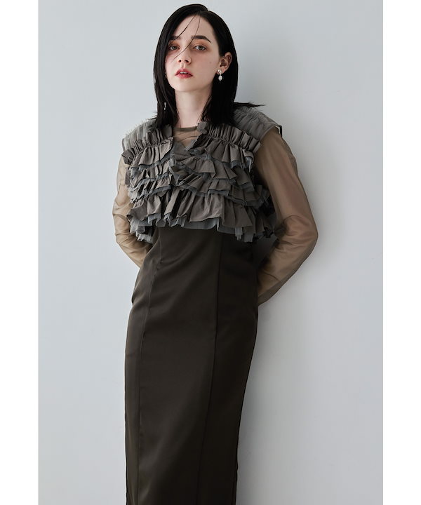 【ANDRESD】nianaパーティードレスL タフタチュールベストセットドレス niana ドレス タフタチュールベストセットドレス 3点セット