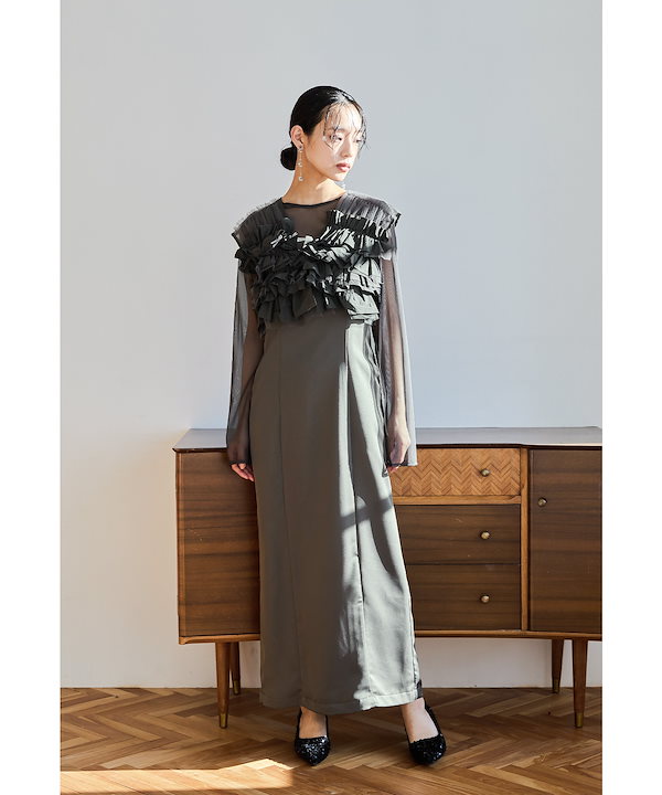 Qoo10] niana タフタチュールベストセットドレス 3点セ