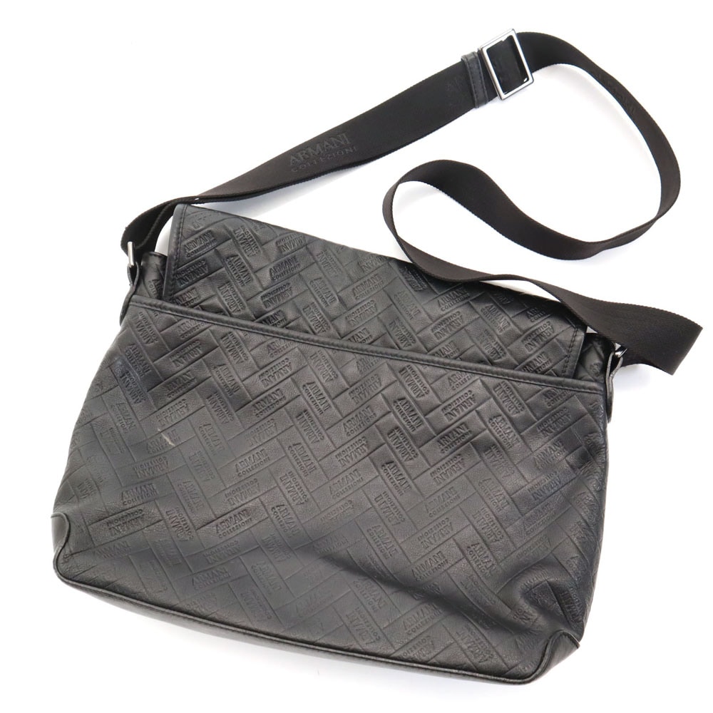 イタリア製 ロゴ総柄 ショルダーバッグ ブラック系 メンズ