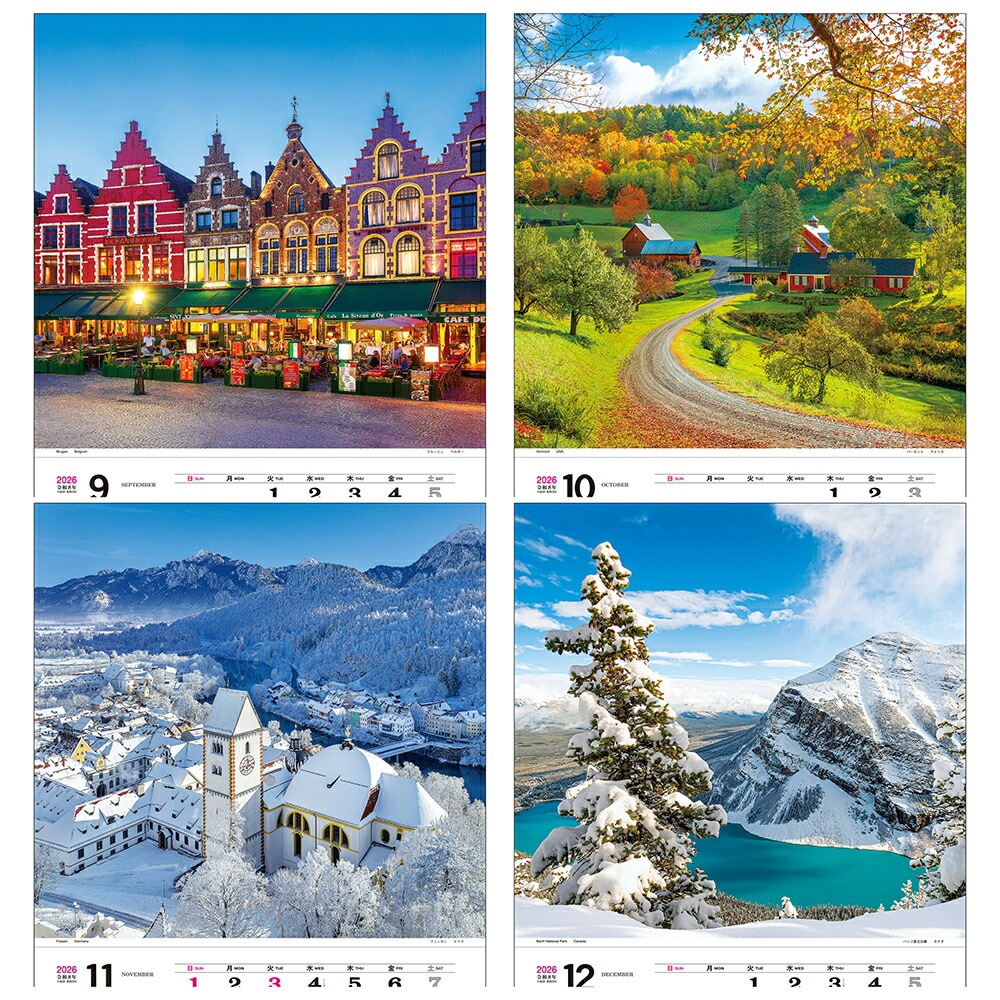 トーダン 2026年 カレンダー 壁掛け 世界の美 トーハン・ハイDX フイルム 世界風景・観光 TD-566かれんだー 令和8年 令和八年 風景 おしゃれ mulan778.net
