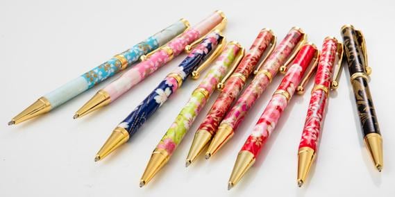 日本製 美濃和紙(友禅紙) ハンドメイドボールペン 月光/秋の七草 日本製 美濃和紙(友禅紙) ハンドメイドボールペン 月光/秋の七草