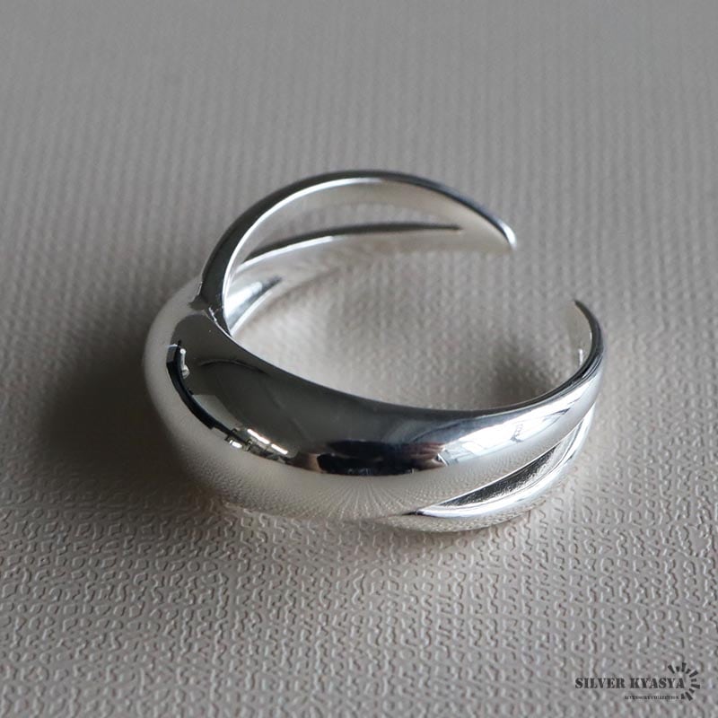 シルバー925 2連 幾何学リング [cr629]