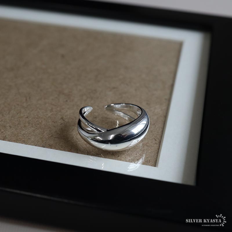 シルバー925 2連 幾何学リング [cr629]