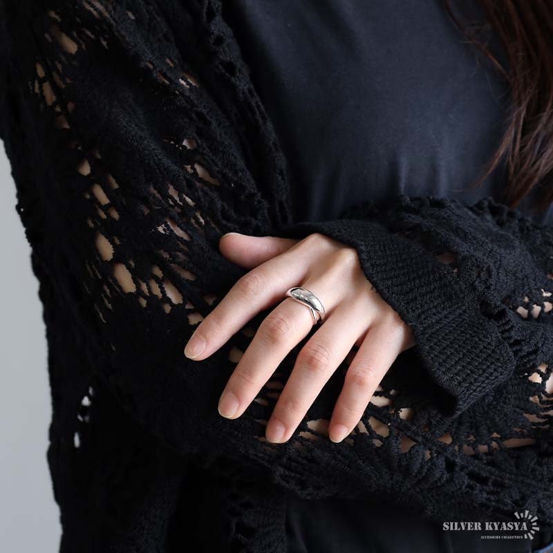 シルバー925 2連 幾何学リング [cr629]