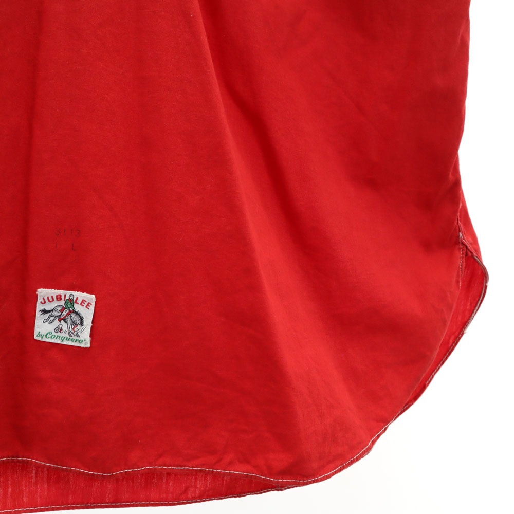 JUBI LEE 40s 50s スマイルポケット ヴィンテージ 長袖 プルオーバー ウエスタンシャツ レッド レースアップ メンズ