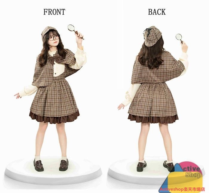 【15%OFFクーポン8/5日まで】楽天3位 ハロウィン コスチューム 仮装 探偵服 4点セット 子供 キッズ 女の子 大人 探偵 親子ペア 面白い 姉妹お揃いコーデ コスプレ衣装 Cosplay パ