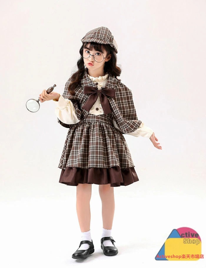 【15%OFFクーポン8/5日まで】楽天3位 ハロウィン コスチューム 仮装 探偵服 4点セット 子供 キッズ 女の子 大人 探偵 親子ペア 面白い 姉妹お揃いコーデ コスプレ衣装 Cosplay パ