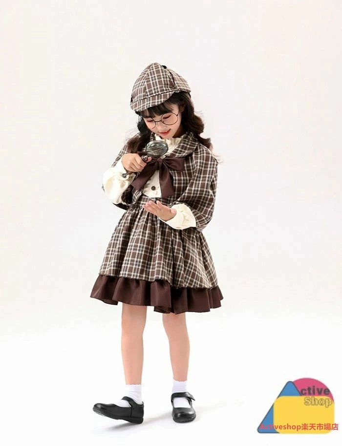 【15%OFFクーポン8/5日まで】楽天3位 ハロウィン コスチューム 仮装 探偵服 4点セット 子供 キッズ 女の子 大人 探偵 親子ペア 面白い 姉妹お揃いコーデ コスプレ衣装 Cosplay パ