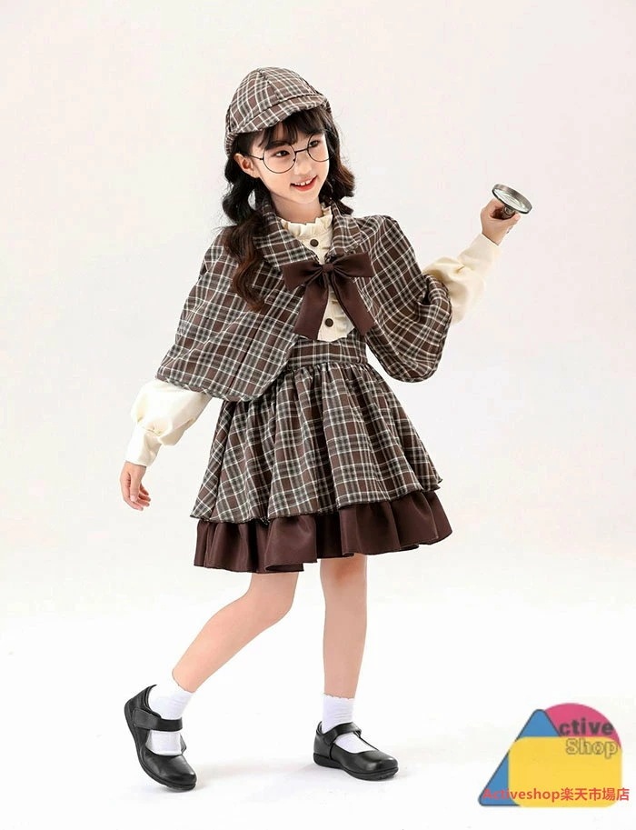 【15%OFFクーポン8/5日まで】楽天3位 ハロウィン コスチューム 仮装 探偵服 4点セット 子供 キッズ 女の子 大人 探偵 親子ペア 面白い 姉妹お揃いコーデ コスプレ衣装 Cosplay パ