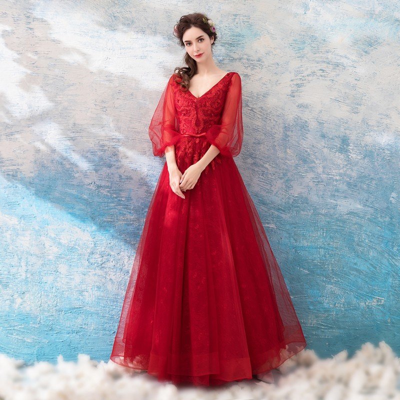 カラードレス 赤 演奏会 ロングドレス 安い イブニングドレス 結婚式 パーティー 花嫁 フォーマル