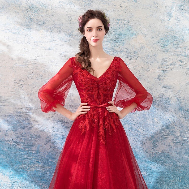 カラードレス 赤 演奏会 ロングドレス 安い イブニングドレス 結婚式 パーティー 花嫁 フォーマル