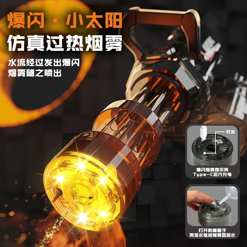 速達!大型氷霧炎ランプ特効ガトリン電動連発水鉄砲大容量水遊び玩具 速達!大型氷霧炎ランプ特効ガトリン電動連発水鉄砲大容量水遊び玩具