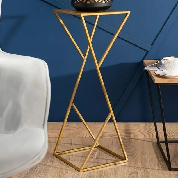 プラントスタンド 幾何学的 金属製 2カラー展開 ゴールド ブラック ラグジュアリー モダン お洒落 シンプル 観葉植物 グリーン 4-7