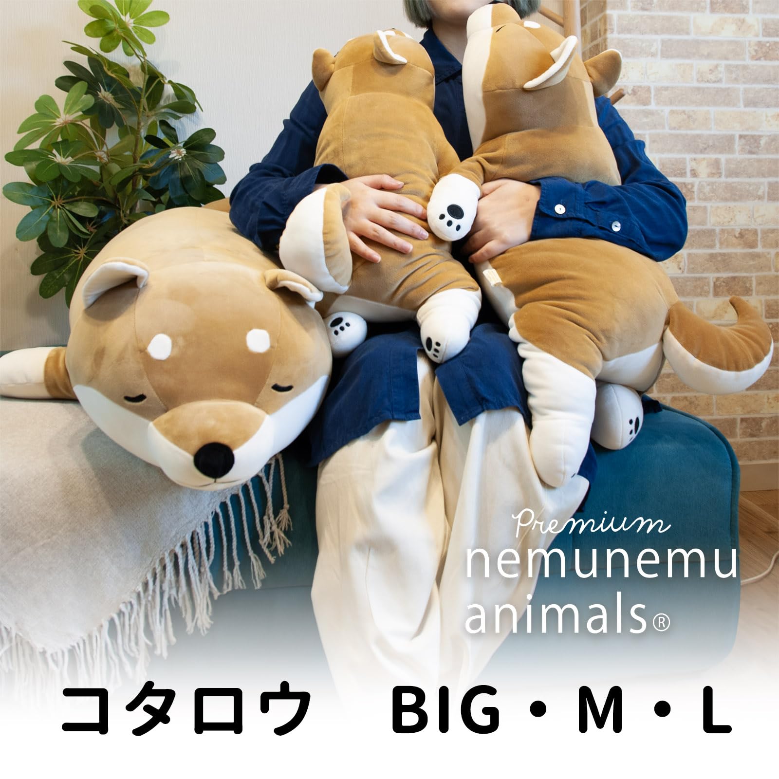 LIV HEART りぶはあと(Livheart) 抱き枕 プレミアムねむねむアニマルズ 柴犬のコタロウ BIGサイズ ふわふわ もちもち ぬいぐるみ だきまくら プレゼント 28979-44