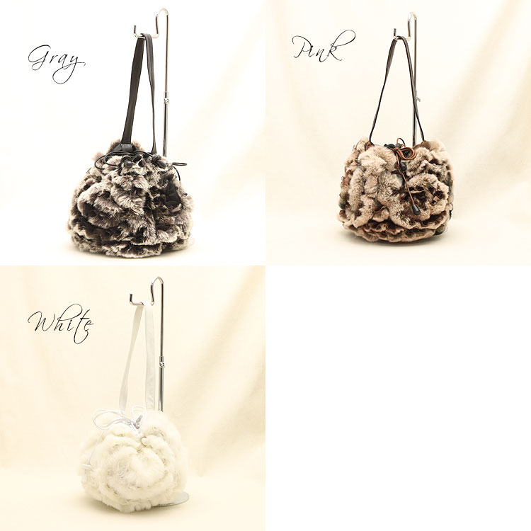 レッキスラビット シフォン ファー ハンドバッグ レディース ギフト プレゼント