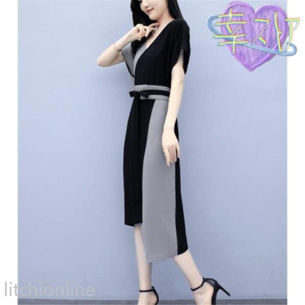 ワンピース レディース 40代 きれいめ 夏 膝丈ワンピース 半袖