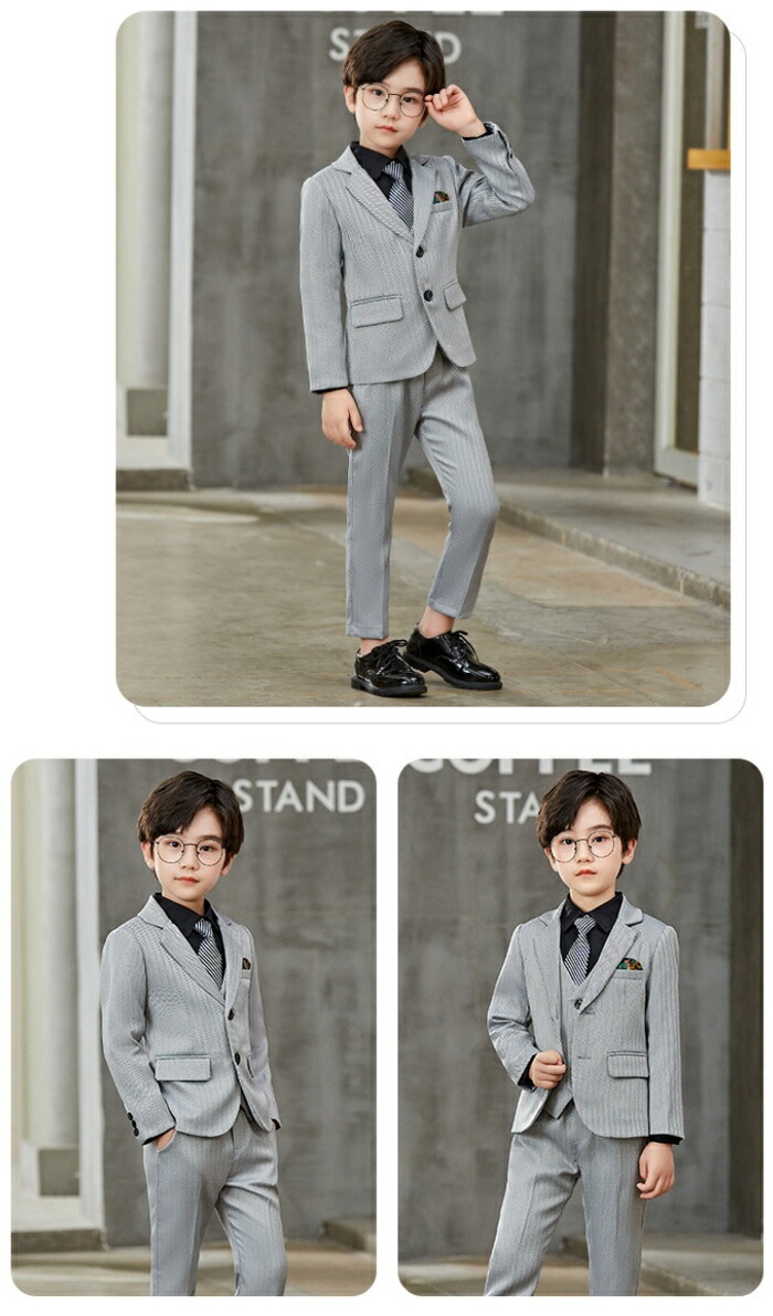 フォーマルスーツ 男の子 子供服 入学式 キッズスーツ フォーマル ブラックスーツ お洒落 卒業式スーツ ピアノ発表会 男子 ジュニア スーツ 4点セット 5点セット セレモニー 子ども服 スーツ