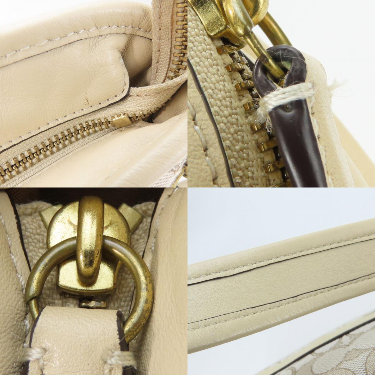 中古 ショルダーバッグ ソフト タビー ホーボー C6659 シグネチャー レザー キャンバス アイボリー ベージュ ゴールド金具 2WAY 斜め掛け 肩掛け カジュアル 普段使い レディース 女性 中古 ショルダーバッグ ソフト タビー ホーボー C6659 シグネチャー レザー キャンバス アイボリー ベージュ ゴールド金具 2WAY 斜め掛け 肩掛け カジュアル 普段使い レディース 女性