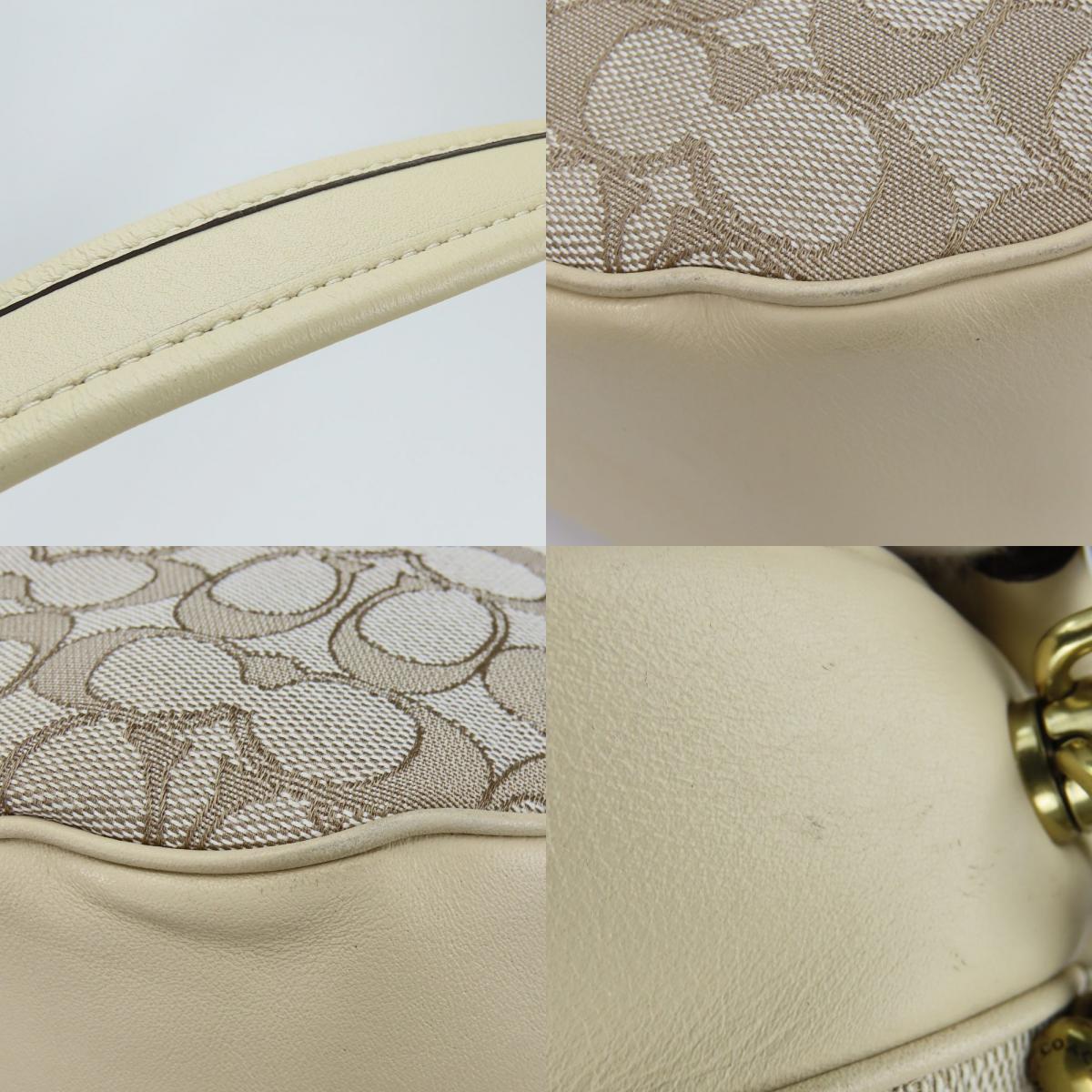 中古 ショルダーバッグ ソフト タビー ホーボー C6659 シグネチャー レザー キャンバス アイボリー ベージュ ゴールド金具 2WAY 斜め掛け 肩掛け カジュアル 普段使い レディース 女性 中古 ショルダーバッグ ソフト タビー ホーボー C6659 シグネチャー レザー キャンバス アイボリー ベージュ ゴールド金具 2WAY 斜め掛け 肩掛け カジュアル 普段使い レディース 女性