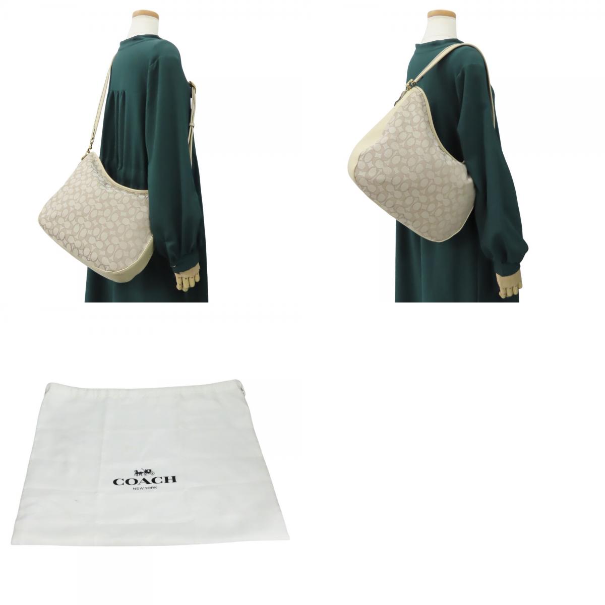 中古 ショルダーバッグ ソフト タビー ホーボー C6659 シグネチャー レザー キャンバス アイボリー ベージュ ゴールド金具 2WAY 斜め掛け 肩掛け カジュアル 普段使い レディース 女性 中古 ショルダーバッグ ソフト タビー ホーボー C6659 シグネチャー レザー キャンバス アイボリー ベージュ ゴールド金具 2WAY 斜め掛け 肩掛け カジュアル 普段使い レディース 女性