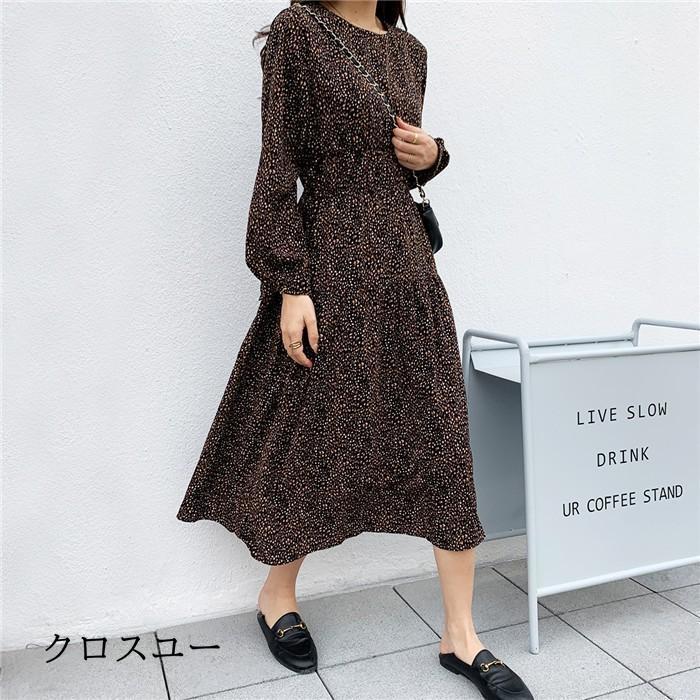 ロングワンピース ワンピース レディース 長袖 花柄 膝丈 大きいサイズ 春夏 春 30代 40代 通勤 コーデ