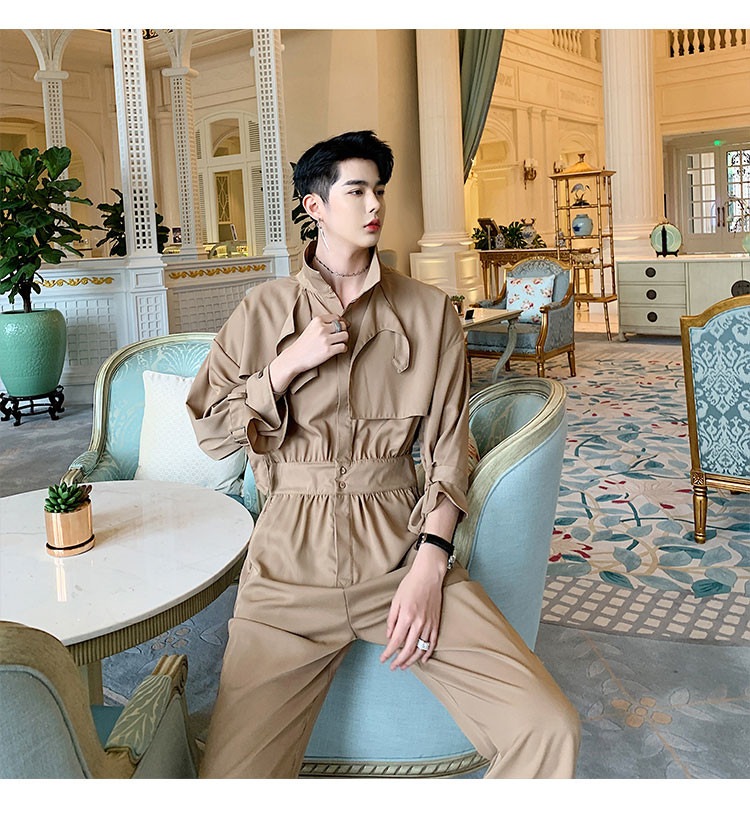 [55555SHOP] メンズ ファッション オーバーオール　オールインワン パンツ ハンサム ゆったり パンツ ハレムパンツ 九分丈 春夏物 新作