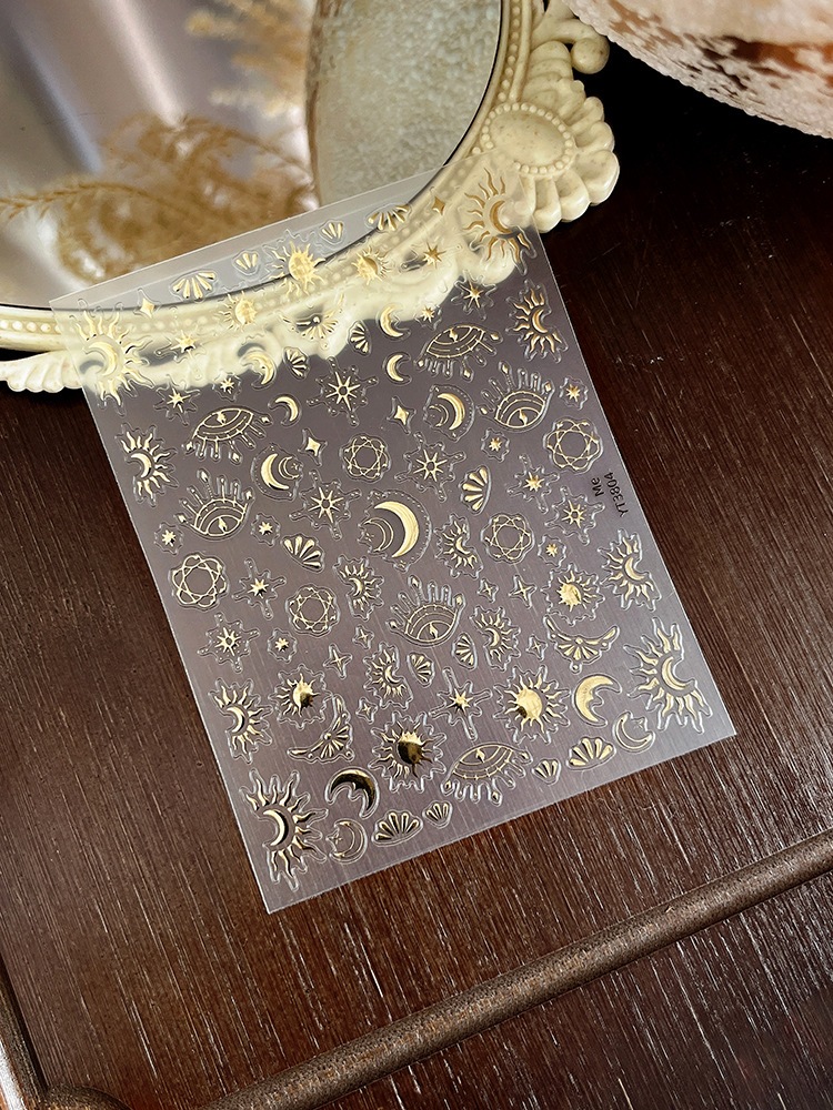 【1点ご購入 で10点プレゼントいたします】金銀星ネイルシール洗練されたミニチェック柄バックテープネイルアートシール