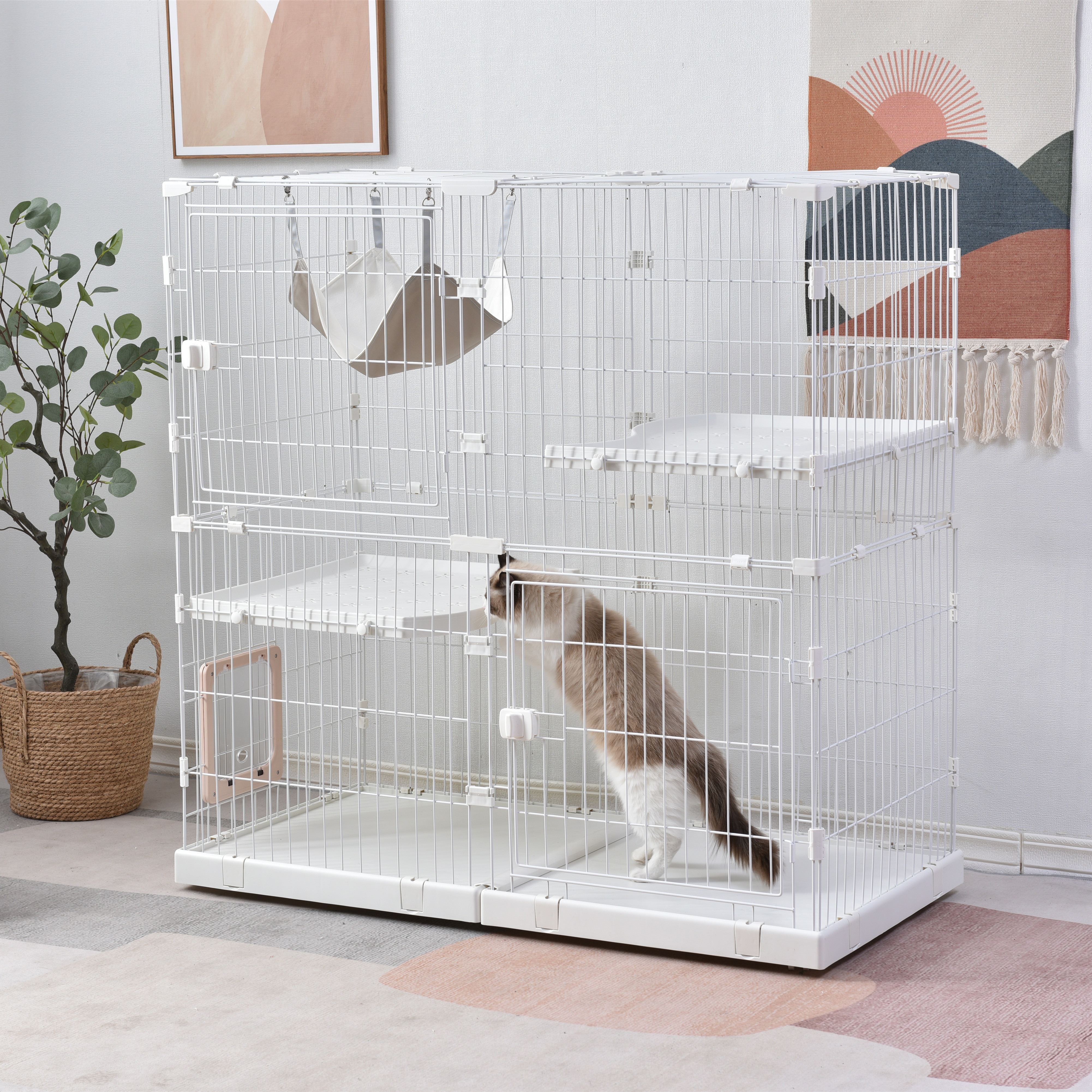 【大好評!最安値挑戦!】猫 ケージ キャットケージ 2段 幅広設計 自由組み合わせ 猫ドア付き ハンモック付き 大型 猫ゲージ 高級感 おしゃれ キャットハウス ネコ ハウス 多段 留守番 保護 脱走 【大好評!最安値挑戦!】猫 ケージ キャットケージ 2段 幅広設計 自由組み合わせ 猫ドア付き ハンモック付き 大型 猫ゲージ 高級感 おしゃれ キャットハウス ネコ ハウス 多段 留守番 保護 脱走