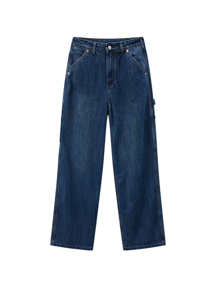 Nantao レトロウォッシュダメージワークウェアジーンズ女性用 2024 春ルーズスリミングハイウエストワイドレッグフロアレングスパンツ