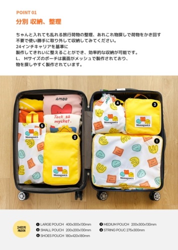ROMANE 公式取扱店 MonagustA 旅行ポーチ セット 収納ポーチ パッキングポーチ