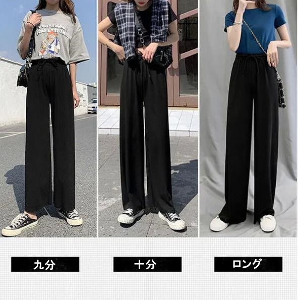 Qoo10] プリーツパンツ ワイドパンツ 低身長 高