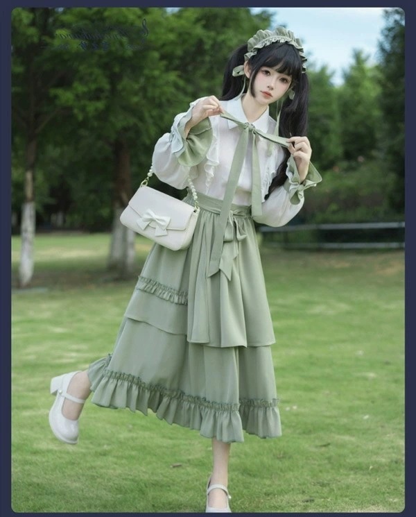 ロリータ スカート 洋服 リボン ブラウス追加可 セットアップ トップス 春 ミモレ丈 レディース フレアスカート シンプル エレガント 森ガール風 Aライン フリル コスチューム 日常着 お出かけ ロリータ スカート 洋服 リボン ブラウス追加可 セットアップ トップス 春 ミモレ丈 レディース フレアスカート シンプル エレガント 森ガール風 Aライン フリル コスチューム 日常着 お出かけ