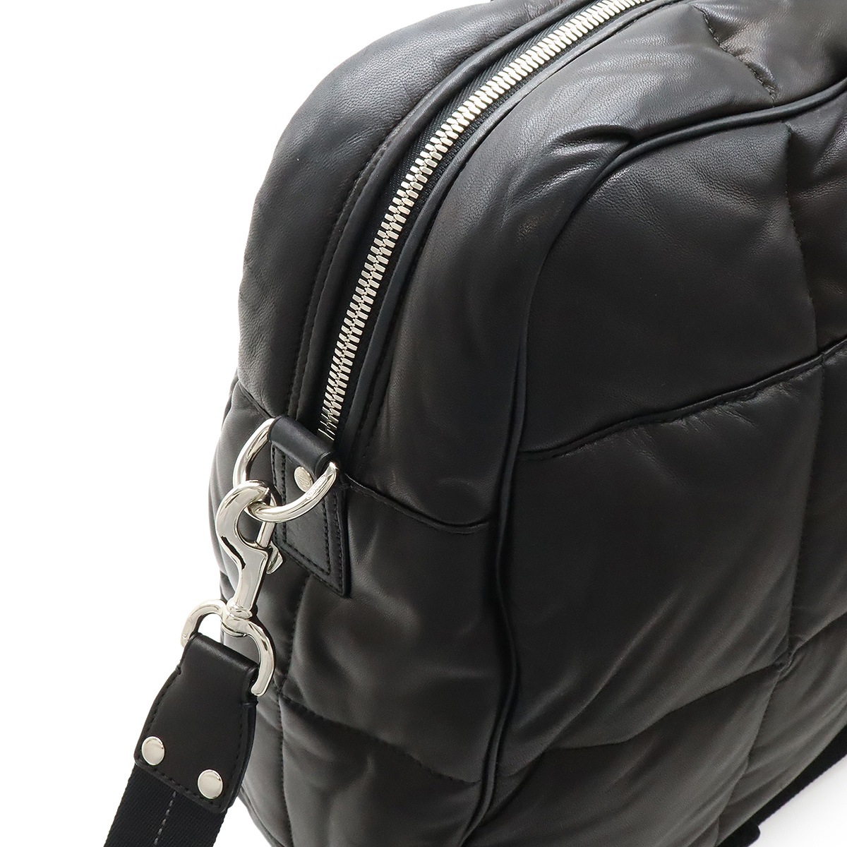 ボストンバッグ ラージバッグ トラベルバッグ 旅行カバン 2WAY ショルダーバッグ キルティング ナッパレザー ブラック 黒 7713