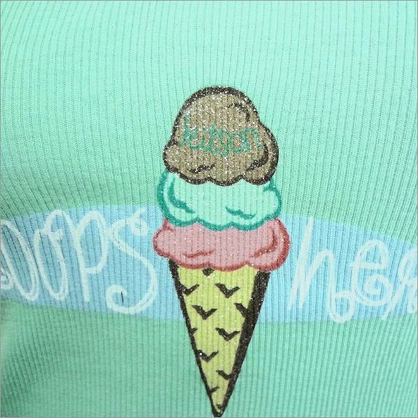 アイスクリーム ラメプリント タンクトップ　リブ素材　レディース