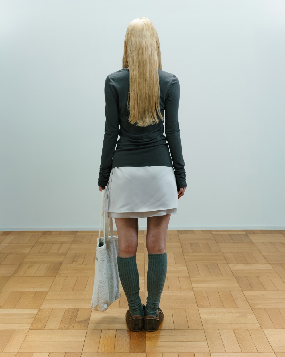 【COYSEIO】 038 SATIN WRAP SKIRT : SILVER