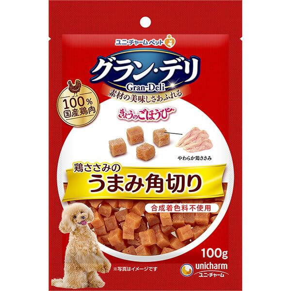 （まとめ買い）ユニ・チャーム グラン・デリ きょうのごほうび 鶏ささみのうまみ角切り 100g 犬用おやつ 【×12】