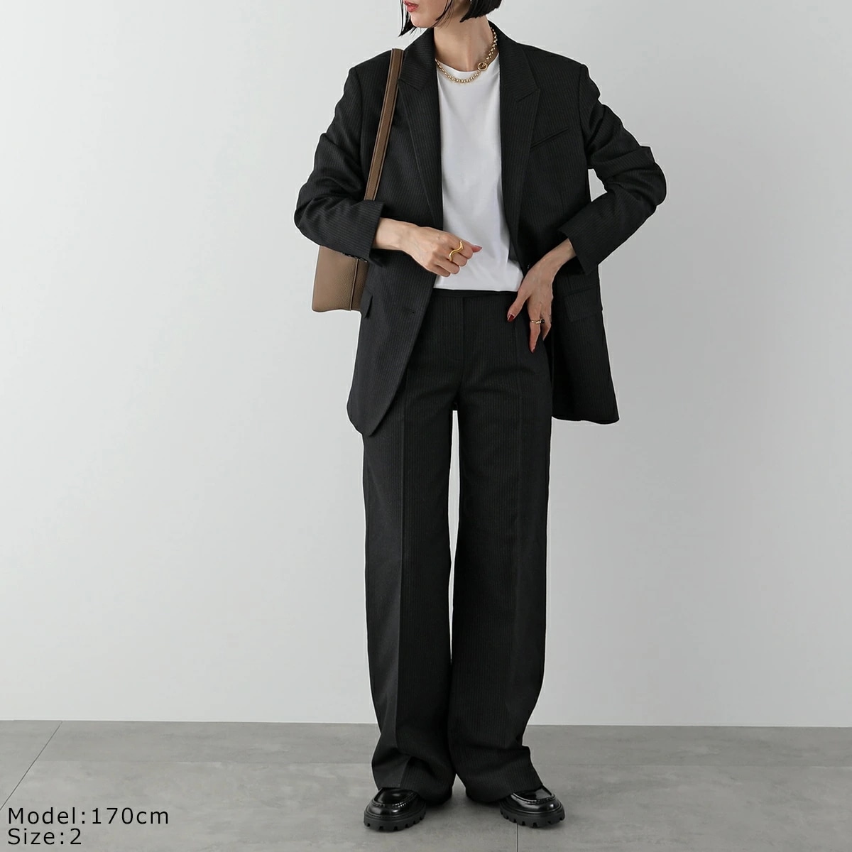 THE ROW ザ・ロウ パンツ BANEW PANT 7368 W2639 レディース テーラードパンツ ストライプ ローライズ バージンウール BME