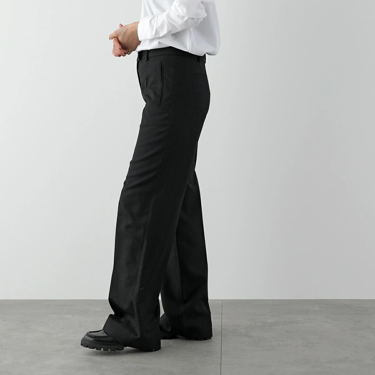 THE ROW ザ・ロウ パンツ BANEW PANT 7368 W2639 レディース テーラードパンツ ストライプ ローライズ バージンウール BME