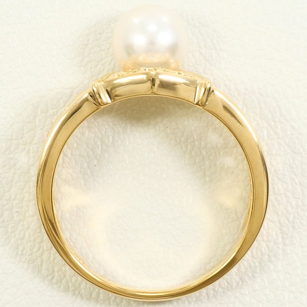 K18 18金 YG リング 指輪 10号 パール(真珠) 約6mm ダイヤ ジュエリー 中古 K18 18金 YG リング 指輪 10号 パール(真珠) 約6mm ダイヤ ジュエリー 中古