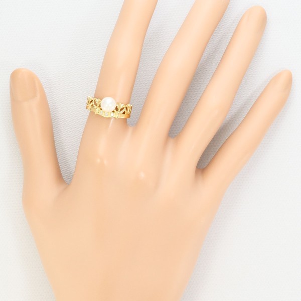 K18 18金 YG リング 指輪 10号 パール(真珠) 約6mm ダイヤ ジュエリー 中古 K18 18金 YG リング 指輪 10号 パール(真珠) 約6mm ダイヤ ジュエリー 中古