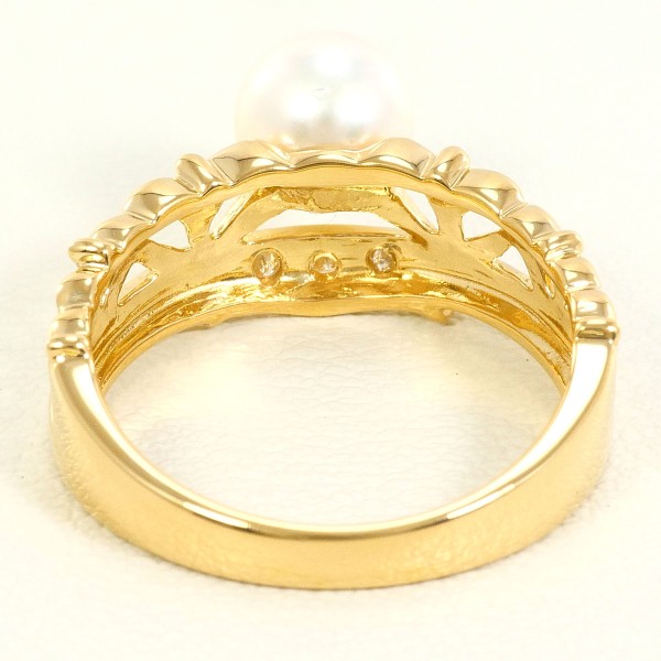 K18 18金 YG リング 指輪 10号 パール(真珠) 約6mm ダイヤ ジュエリー 中古 K18 18金 YG リング 指輪 10号 パール(真珠) 約6mm ダイヤ ジュエリー 中古