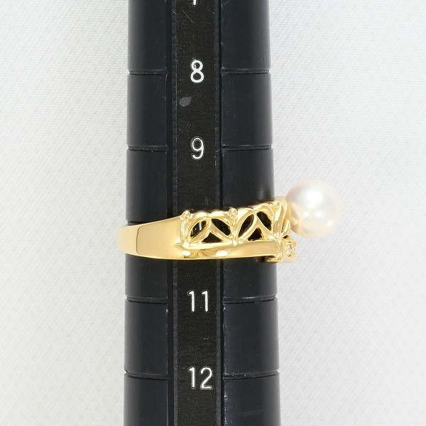 K18 18金 YG リング 指輪 10号 パール(真珠) 約6mm ダイヤ ジュエリー 中古 K18 18金 YG リング 指輪 10号 パール(真珠) 約6mm ダイヤ ジュエリー 中古