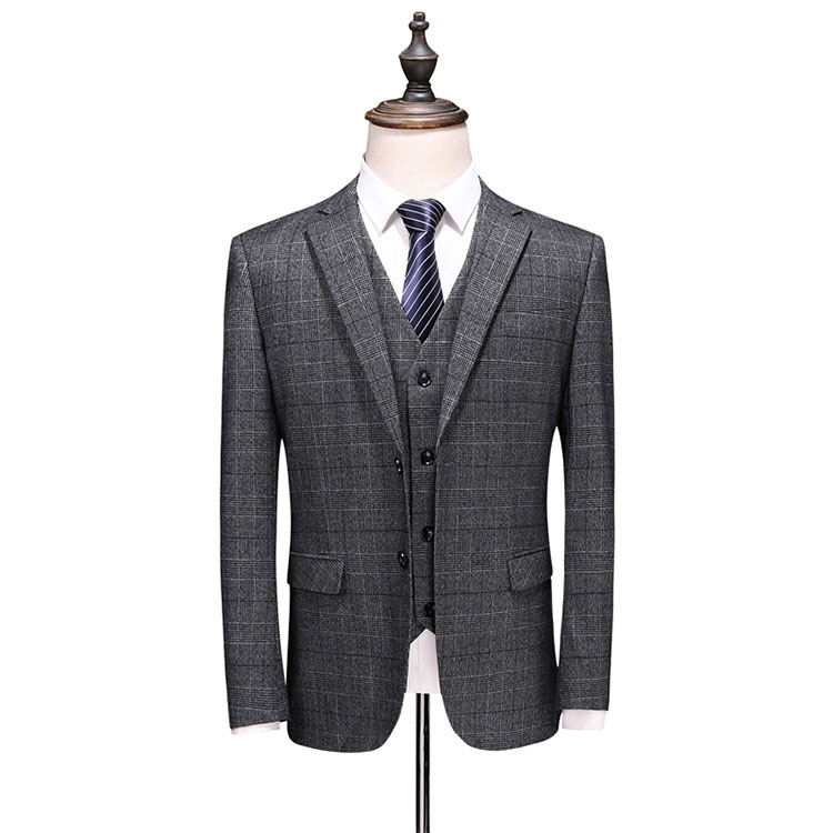 スリーピーススーツメンズ春夏春物チェック柄スーツメンズ スリーピーススーツメンズダブルスーツメンズチェックグレーベスト付き 入学式 スリーピーススーツ3ピーススーツ大きいサイズ 男性男の子 灰色大きい