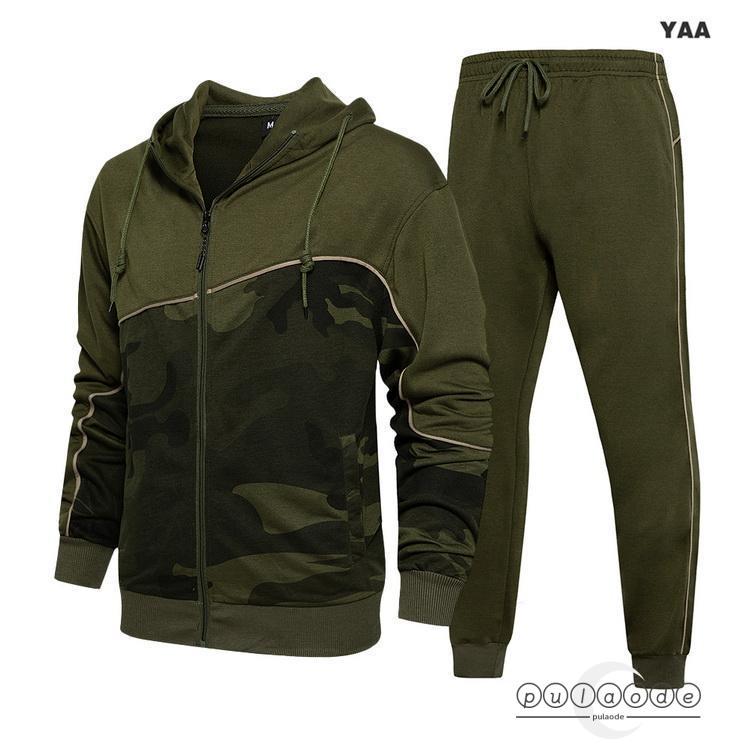 スウェット上下セット メンズ ジップパーカー+ジョガーパンツ スポーツウェア セットアップ スエット 迷彩 大きいサイズ 2024 秋