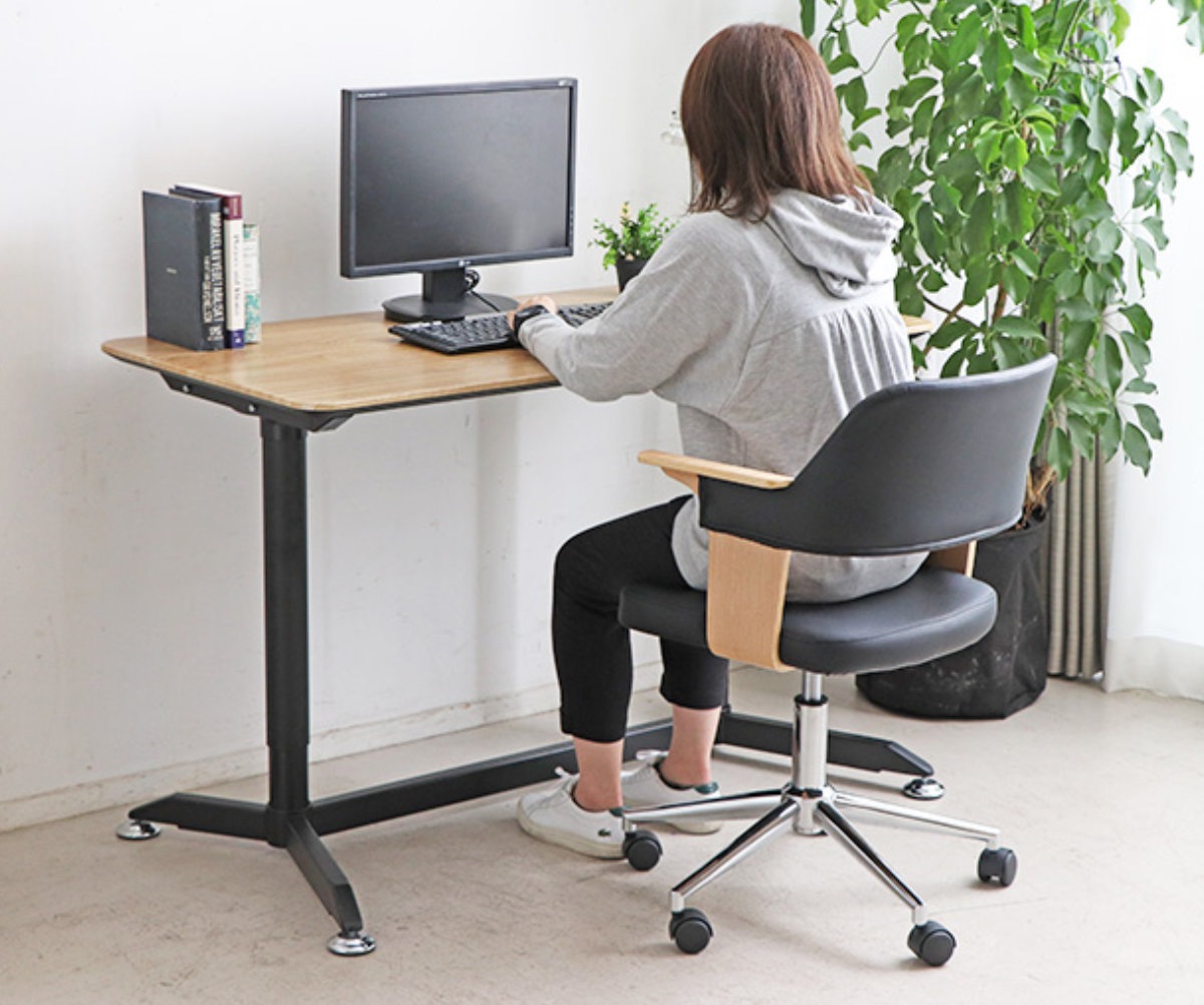 スタンディングデスク 幅120cm 高さ調節 ディアナ キャスター 昇降 デスク 机 立ち机 上下昇降式 テレワーク パソコン アジャスター キャスター付き 木目調